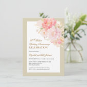 Elegant Pink Floral Gold 50th Wedding Anniversary Kaart (Staand voorkant)
