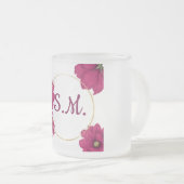 Elegant Pink Floral Gold Circle Coffee Mug Matglas Koffiemok (Voorkant rechts)