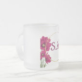 Elegant Pink Floral Gold Circle Coffee Mug Matglas Koffiemok (Voorkant links)