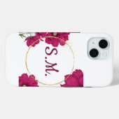 Elegant Pink Floral Gold Circle Phone Case (Achterkant (horizontaal))