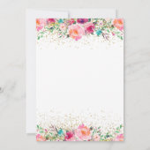 Elegant Pink Floral Gold Glitter Bunny Baby shower Kaart (Achterkant)