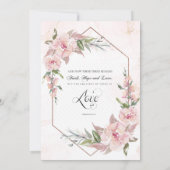 Elegant Pink Floral Gold Lijst Bijbel Verse Weddin Kaart (Achterkant)