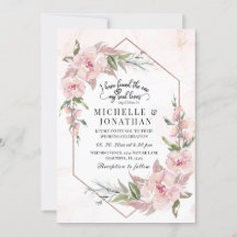 Elegant Pink Floral Gold Lijst Bijbel Verse Weddin