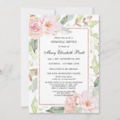 Elegant Pink Floral Gold Memorial Service Kaart (Voorkant)