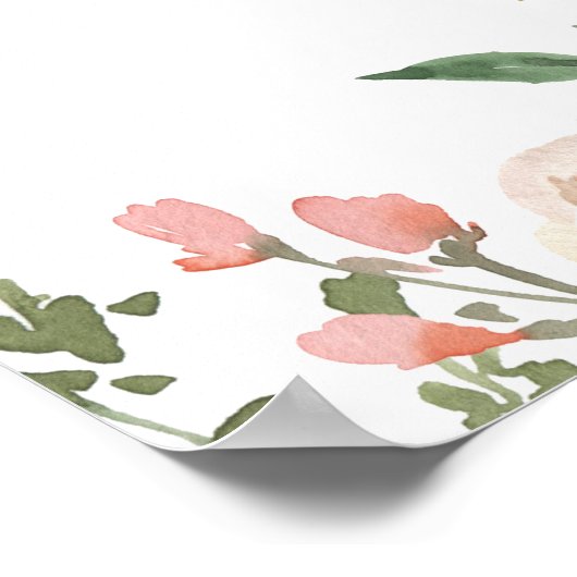 Elegant Pink Floral Gold Welkom bij ons huwelijk Poster (Hoek)