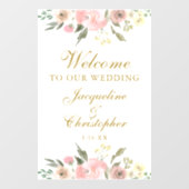 Elegant Pink Floral Gold Welkom bij ons huwelijk Raamsticker (Vel)