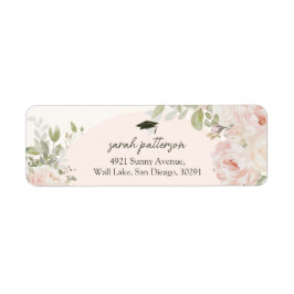 Elegant Pink Floral Graduation Retrun Address Etiket
