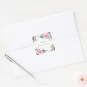Elegant Pink Floral Greenery Baby shower Sticker (Envelop)