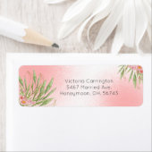 Elegant Pink Floral Greenery Waterverf Wedding Etiket (Insitu)