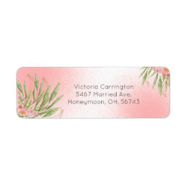 Elegant Pink Floral Greenery Waterverf Wedding Etiket