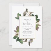 Elegant Pink Floral Greenery Wedding Invitation Kaart (Voorkant)