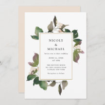 Elegant Pink Floral Greenery Wedding Invitation