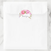Elegant Pink Floral Hartelijk dank Ronde Sticker (Tas)