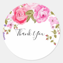 Elegant Pink Floral Hartelijk dank Ronde Sticker