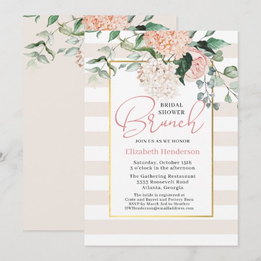 Elegant Pink Floral Hydrangea Vrijgezellenfeest Br Kaart (Voorkant / Achterkant)