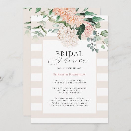 Elegant Pink Floral Hydrangea Vrijgezellenfeest Kaart (Voorkant / Achterkant)