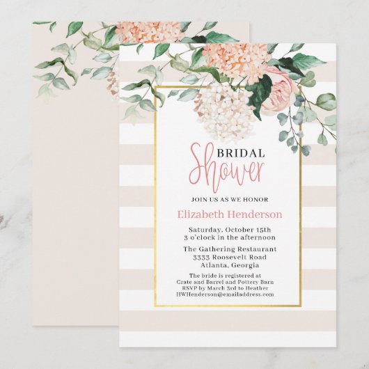 Elegant Pink Floral Hydrangea Vrijgezellenfeest Kaart (Voorkant / Achterkant)