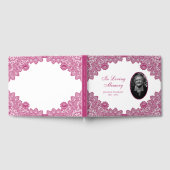 Elegant  Pink Floral Lace Funeral Foto Gastenboek (Volledig)