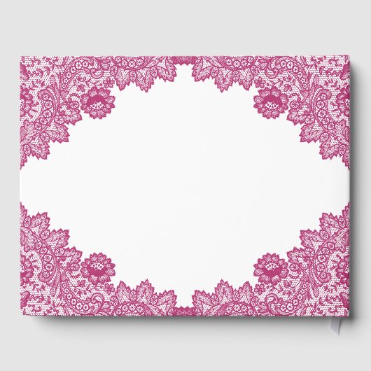 Elegant  Pink Floral Lace Funeral Foto Gastenboek (Achterkant)