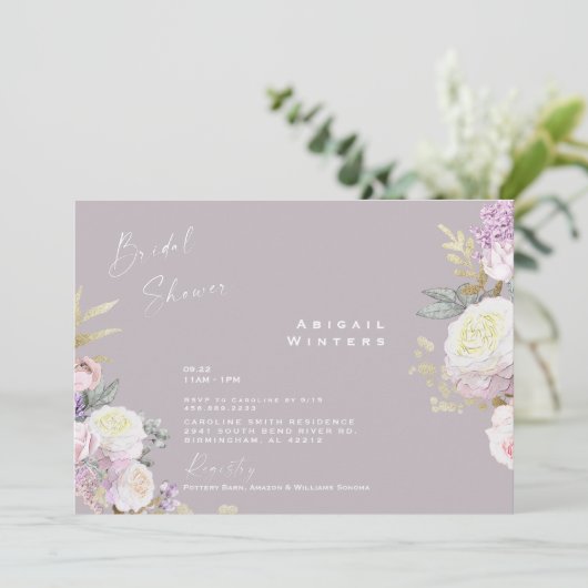 Elegant Pink Floral Lavender Vrijgezellenfeest Kaart (Staand voorkant)