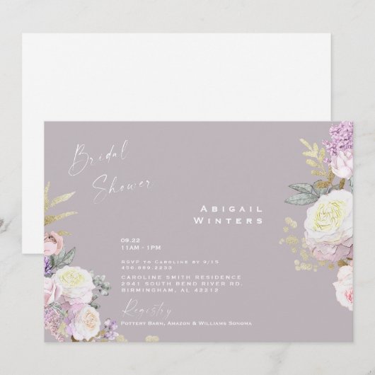 Elegant Pink Floral Lavender Vrijgezellenfeest Kaart (Voorkant / Achterkant)