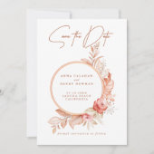 Elegant Pink Floral Lijst Weddenschap Save The Date (Voorkant)