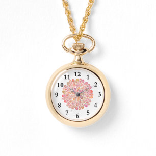 Elegant Pink Floral Mandala Horloge