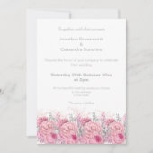 ELEGANT  PINK FLORAL MARBLE GLITTER WEDING KAART (Voorkant)