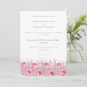 ELEGANT  PINK FLORAL MARBLE GLITTER WEDING KAART (Staand voorkant)
