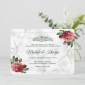 Elegant Pink Floral Marble Islamic Muslim Weduwsch Kaart (Staand voorkant)