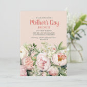 Elegant Pink Floral Moederdag Brunch Kaart (Staand voorkant)
