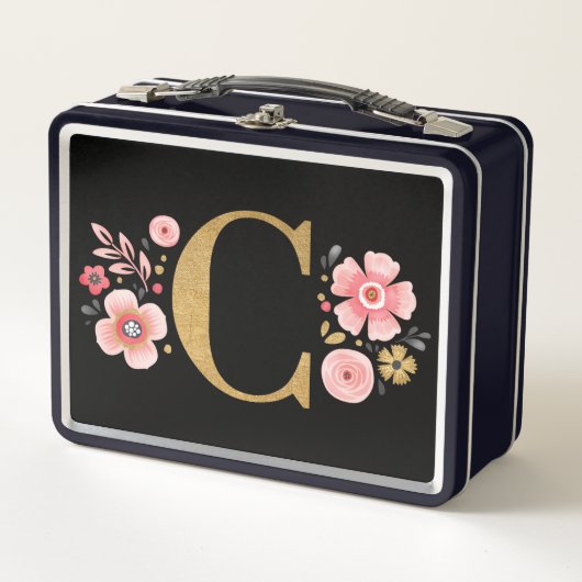 Elegant Pink Floral Monogram (Voorkant)