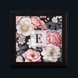 Elegant Pink Floral Monogram Cadeaudoosje<br><div class="desc">Een elegante roze en grijze bloemengeschenkdoos. Personaliseer het met uw monogram initiaal. Maakt een leuk cadeau voor een verjaardag,  Valentijnsdag of een vrijgezellenfeest. Ontworpen voor u door Blackberry Boulevard.</div>