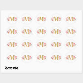 Elegant Pink Floral Monogram Initiaal Gold Letter Ronde Sticker (Vel)