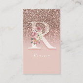 Elegant Pink Floral Monogram Initiaal Gold Letter  Visitekaartje (Voorkant)