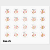 Elegant Pink Floral Monogram Initiaal Letter J Ronde Sticker (Vel)