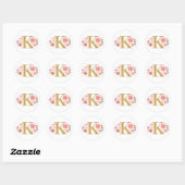 Elegant Pink Floral Monogram Ronde Sticker (Vel)
