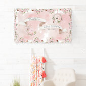 Elegant Pink Floral Name Girl Baby shower Spandoek (Insitu)