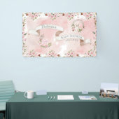Elegant Pink Floral Name Girl Baby shower Spandoek (Beurs)