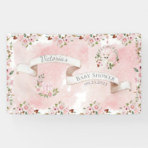 Elegant Pink Floral Name Girl Baby shower Spandoek