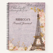 Elegant Pink Floral Paris Travel Journal Notitieboek (Voorkant)