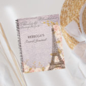 Elegant Pink Floral Paris Travel Journal Notitieboek