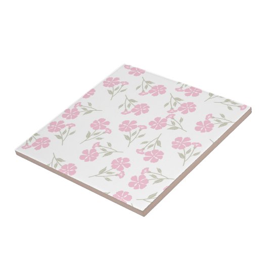 Elegant Pink Floral Pattern Ceramic Tile for Home Tegeltje (Zijkant)