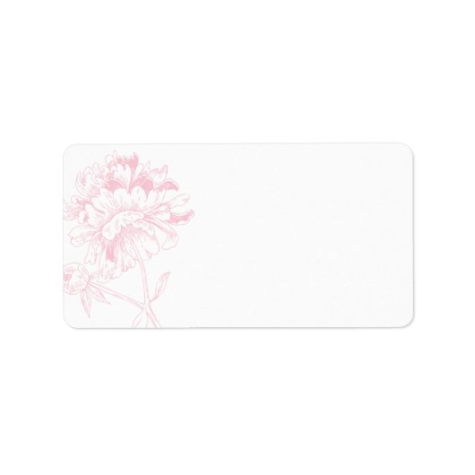 Elegant Pink Floral Peony Wedding Etiket (Voorkant)