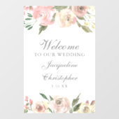 Elegant Pink Floral Peony Welkom bij ons huwelijk Raamsticker (Vel)