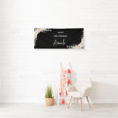 Elegant Pink Floral Personalized Birthday Banner (Insitu)