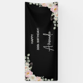 Elegant Pink Floral Personalized Birthday Banner (Verticaal)