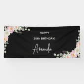 Elegant Pink Floral Personalized Birthday Banner (Horizontaal)