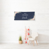 Elegant Pink Floral Personalized Birthday Banner (Insitu)