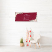 Elegant Pink Floral Personalized Birthday Banner (Insitu)